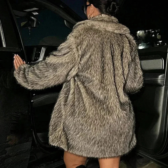 Multicolor Women's Sexy Open Front Fuzzy Coat - Picture 2 of 5